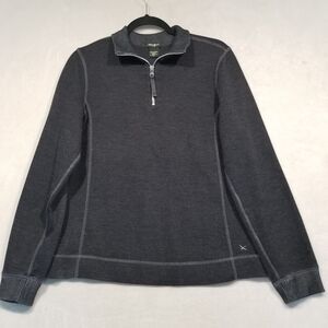 Eddie Bauer Mens M Sweater Long Sleeve 1/4 Zip Pullover Gray Outdoors Classic